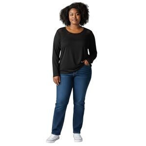 LANE BRYANT Woman’s Plus size 18/20 Black Long Sleeve Top with Top Cut Out
